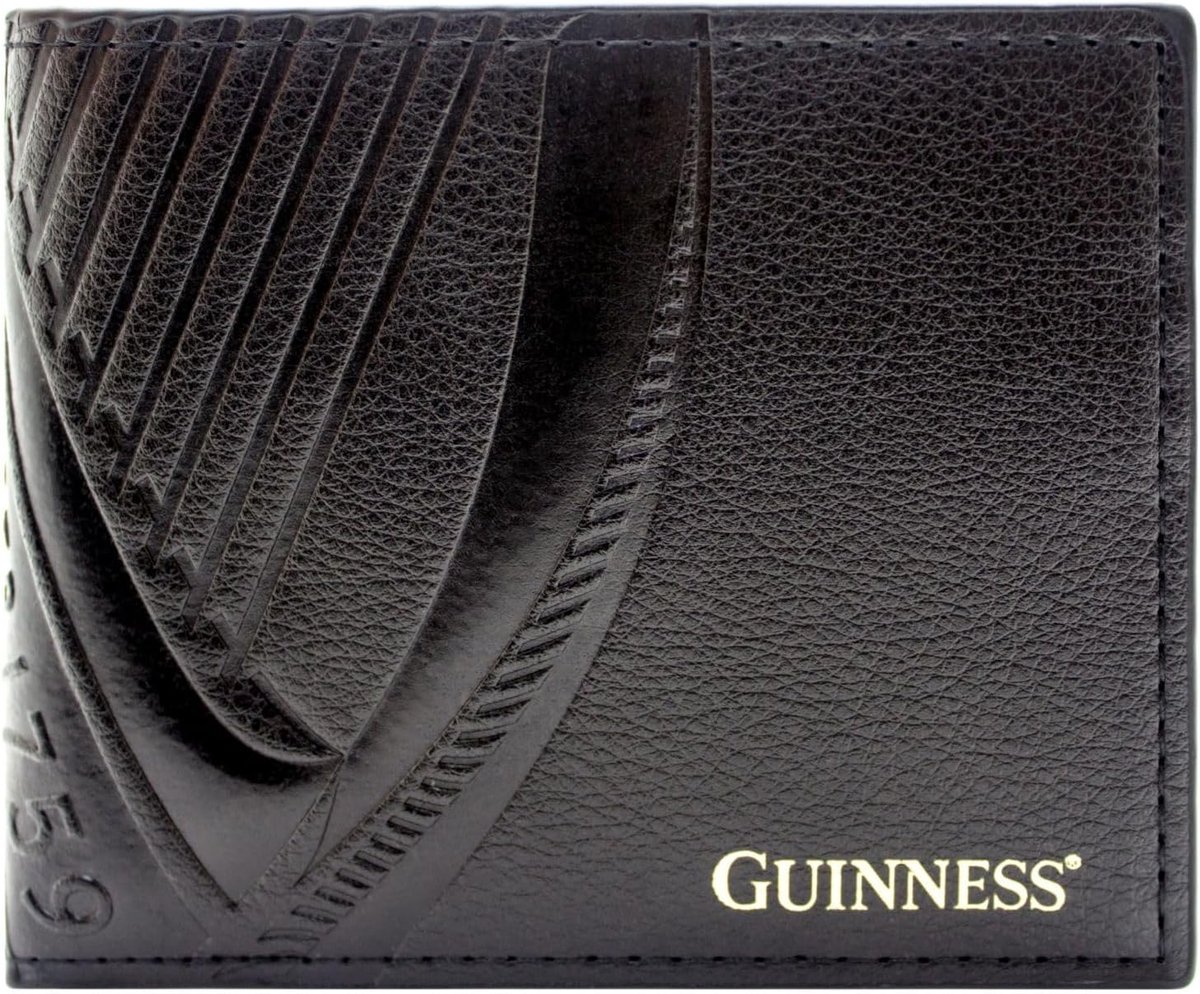 Est 1759 St James's Gate Embossed Harp Print Wallet/Purse Bi-Fold Coin Compartment, ID & Card Holder, Black, Black - ShopVlot