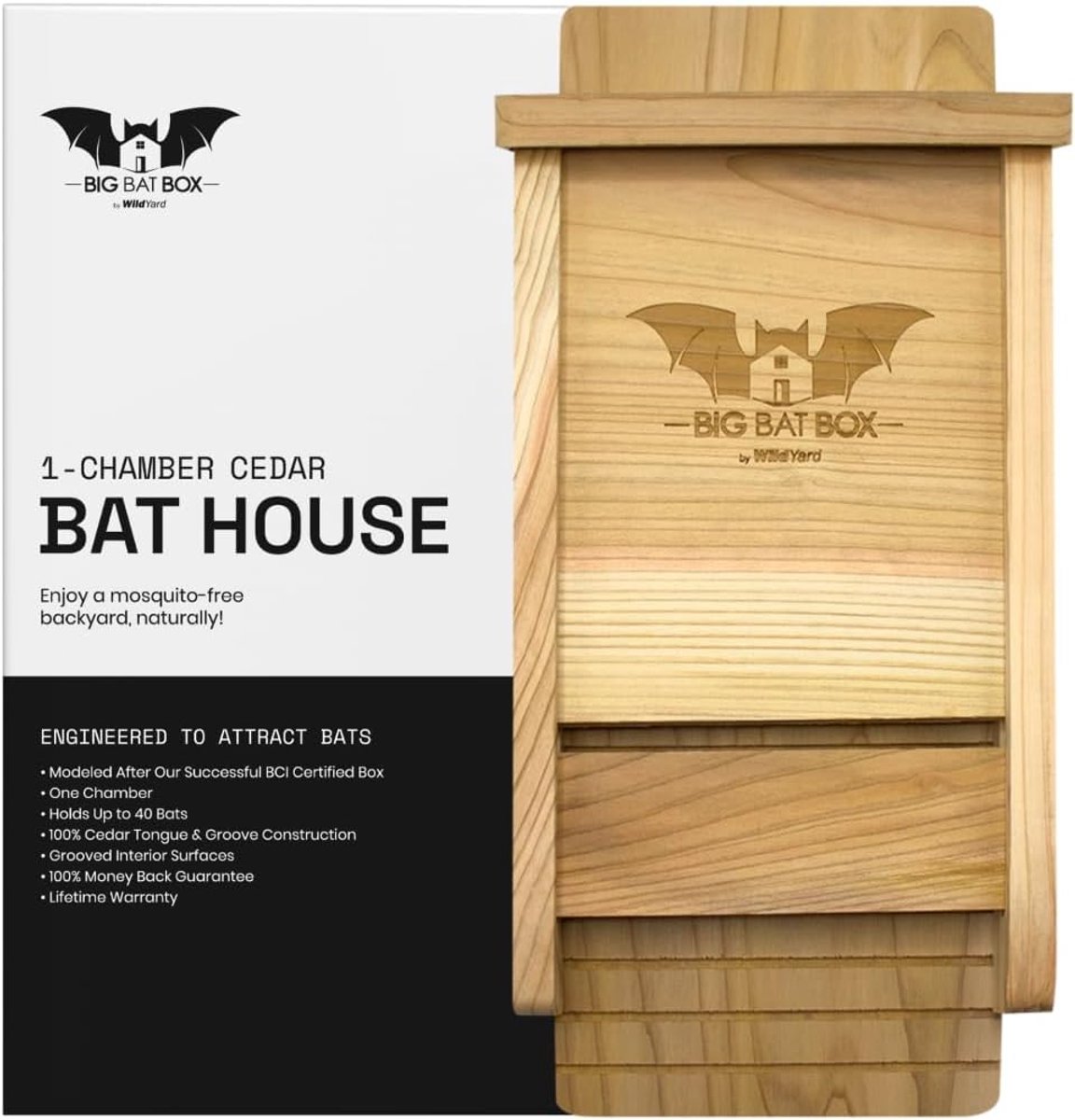 Wildyard - The complete outdoor bat house, clean your backyard from mosquitoes, bat box without paint inside, single - ShopVlot