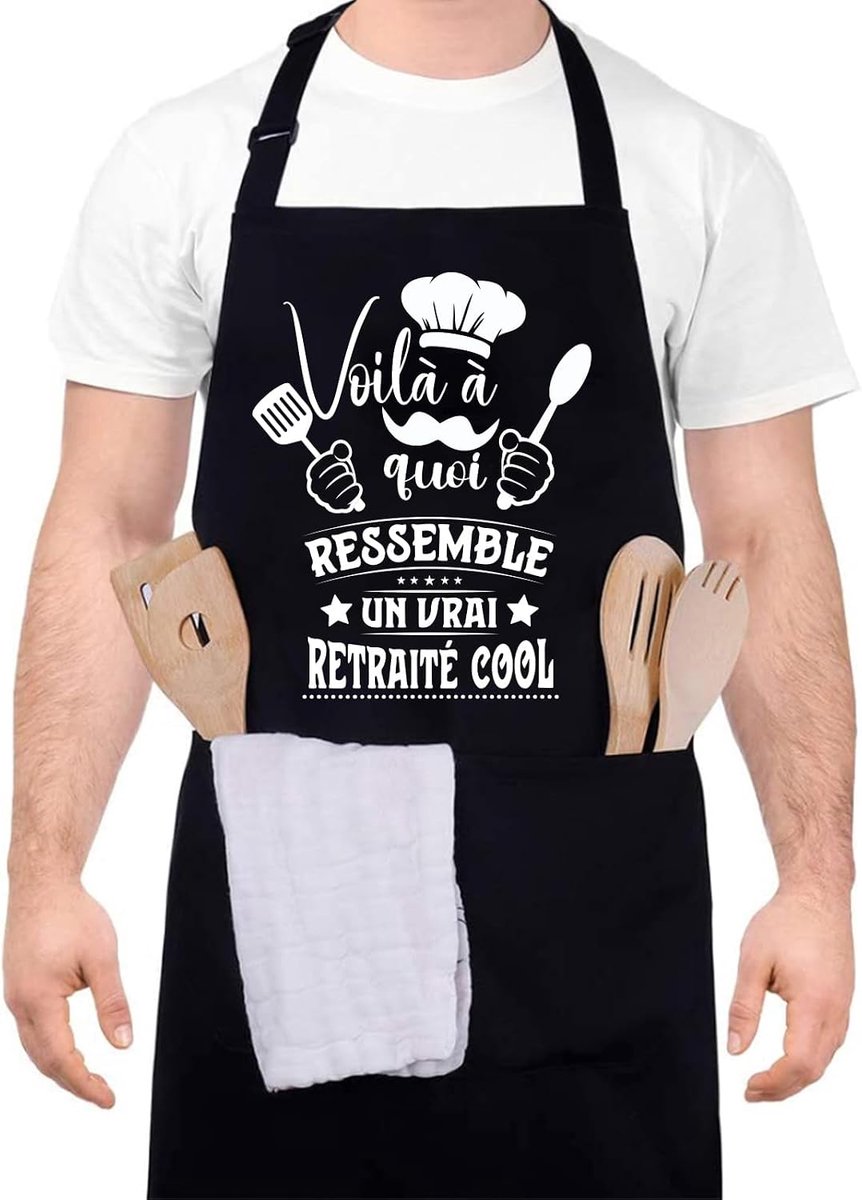 Schort voor mannen en vrouwen - 70x90 cm - zwart - waterproof - leuk voor barbecue en pensioen - ShopVlot