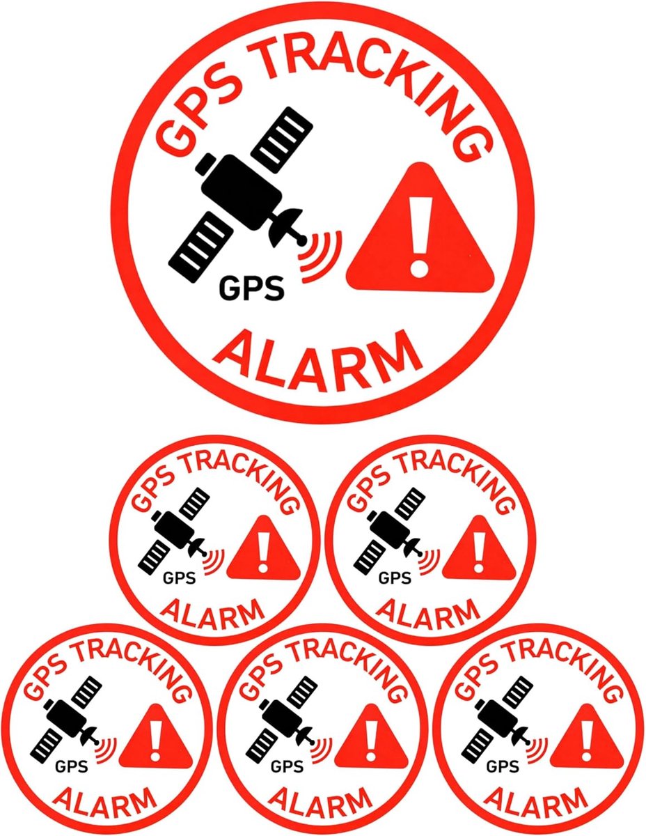 Sticker set GPS tracking alarm - 6 stuks - zelfklevende film - diefstalbeveiliging - ShopVlot