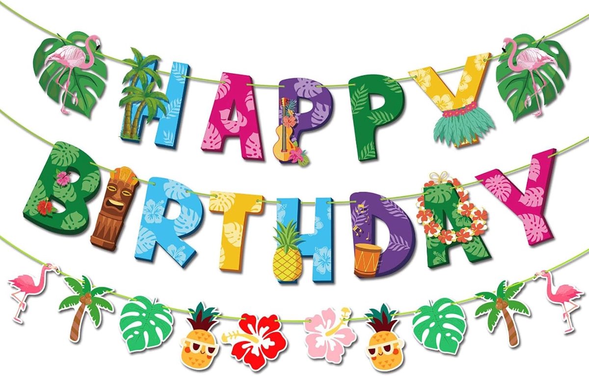 Verjaardag Banner - Hawaii Happy Birthday - Tropisch ontwerp - Perfect voor zomerfeesten - ShopVlot