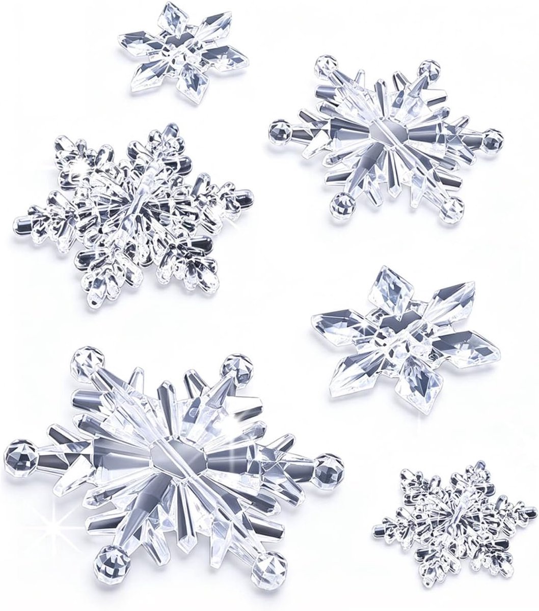 Sneeuwvlokken ornamenten set - 35 stuks acryl - transparant - voor feestelijke winterdecoratie - ShopVlot