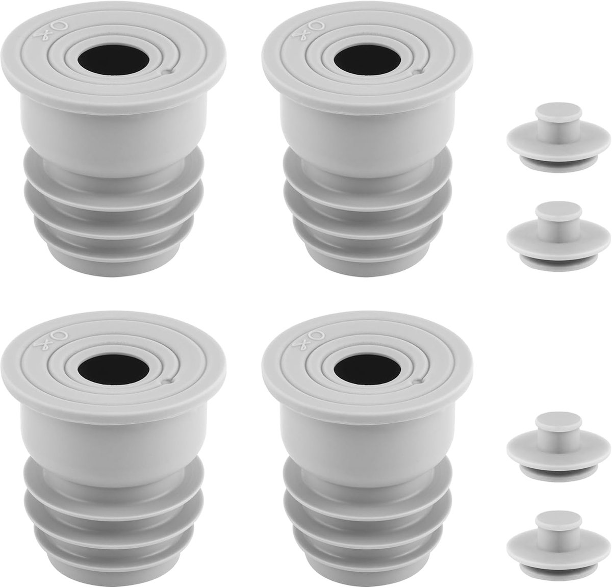 Afvoerafdichtingen 35/40 mm en 45/55 mm - Grijs - Set van 4 - Perfect voor wasmachines en gootstenen - ShopVlot