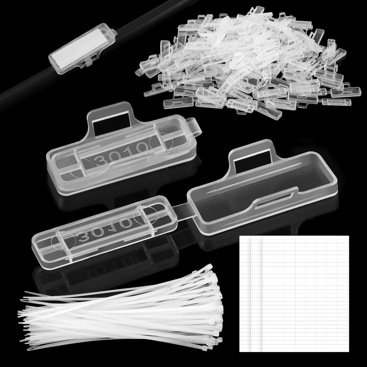 Kabellabels 100 stuks - Transparant waterdicht - Inclusief kabelbinders - Eenvoudig kabels markeren - ShopVlot