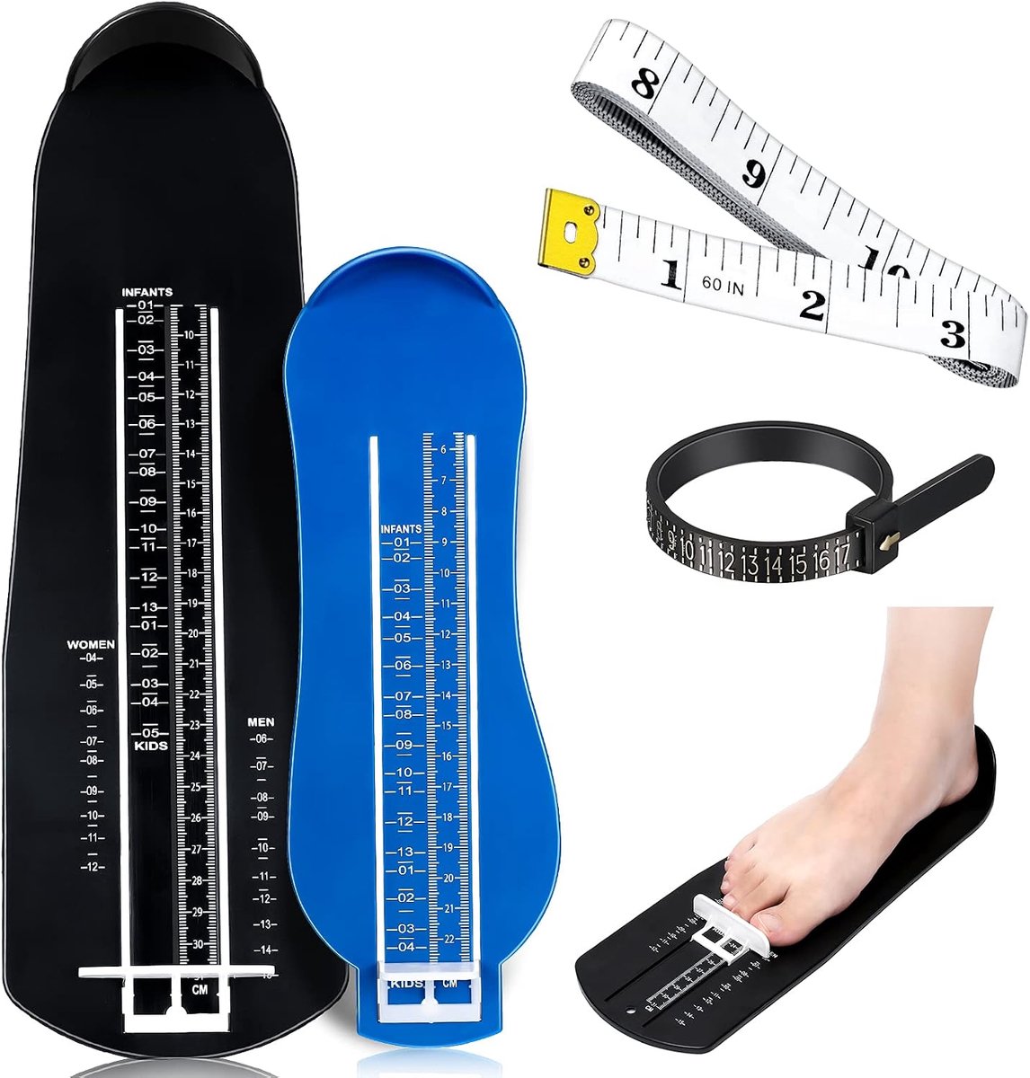 Voetmeter Set voor Volwassenen en Kinderen - Inclusief Meetlint en Ringmaat - ShopVlot