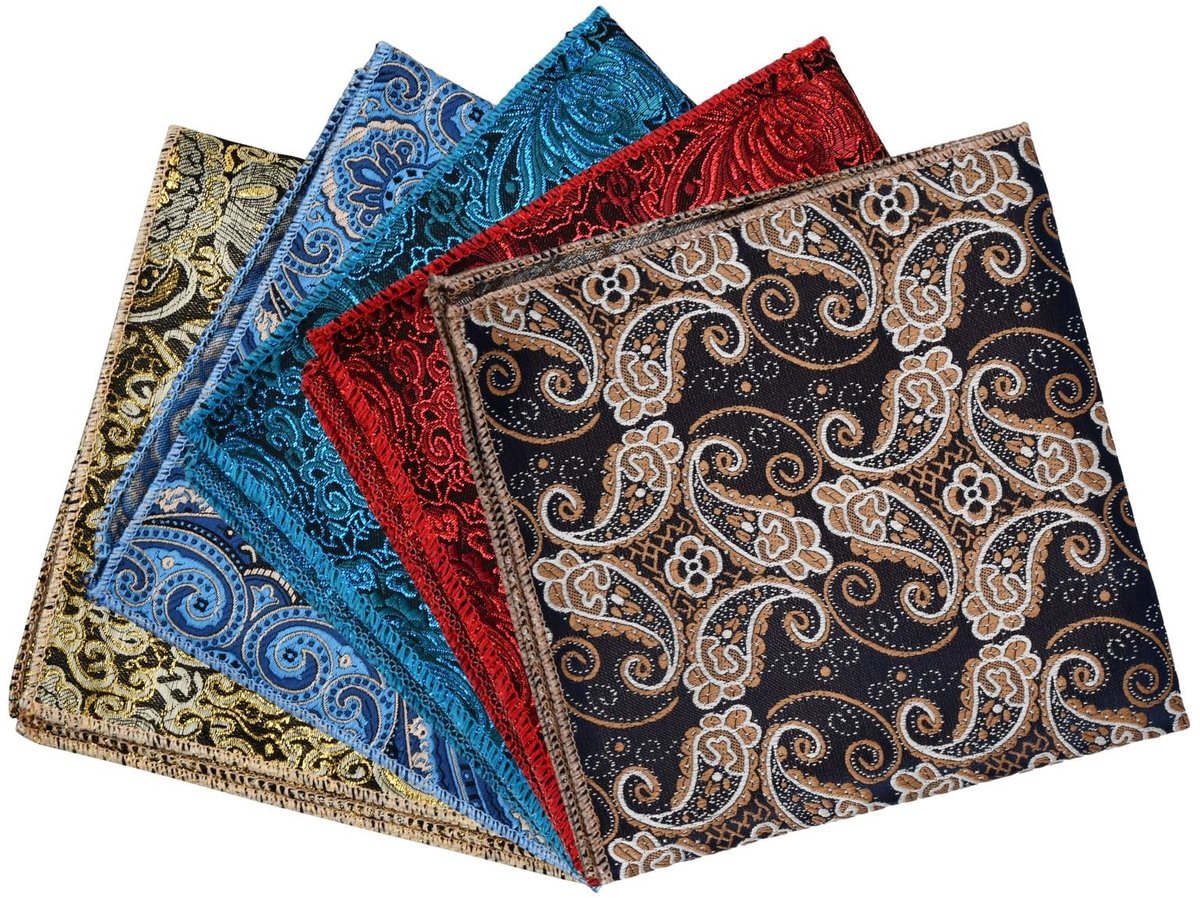 Heren Zakdoeken - Handgemaakt van Polyester - 23 x 23 cm met Oosterse Motief