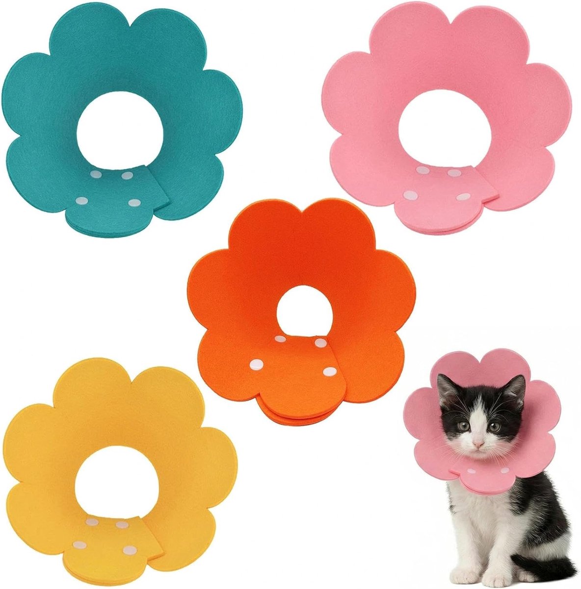 DIGNFENG 4Pcs Cat Collars, Soft Collar, Cat Collar, Anti-Bite Collar, Leak Protection, Soft Collar for Cats Protective - ShopVlot