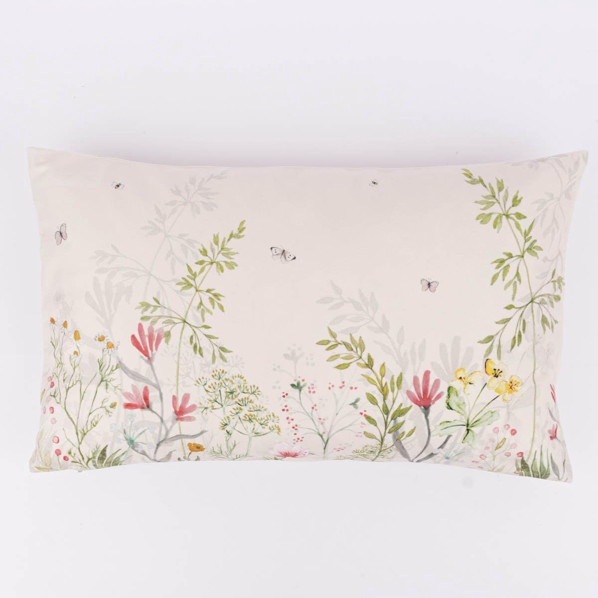 Clayre & Eef Cushion Cover 30x50 cm Beige Green Polyester Floral Throw Pillow Cover - ShopVlot