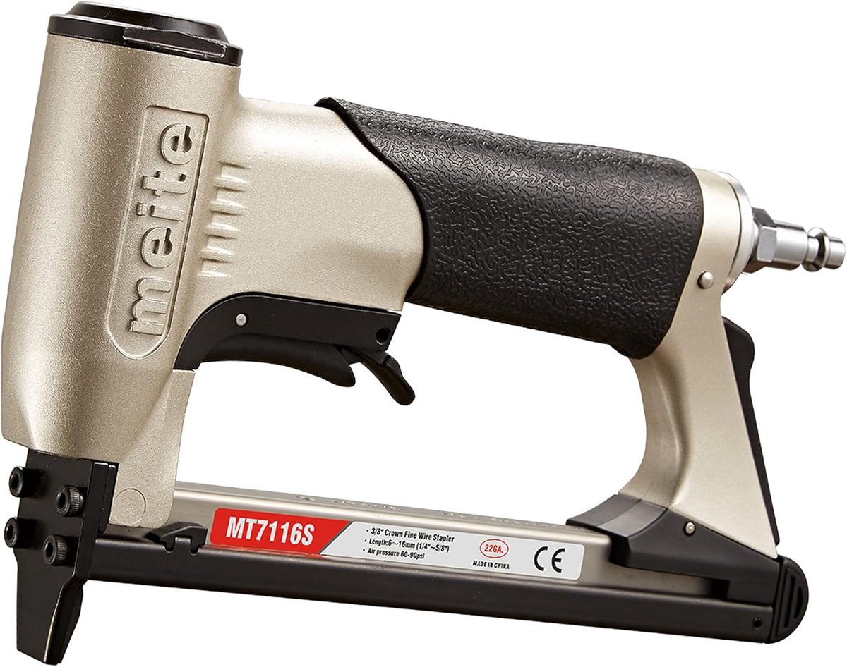 meite MT7116S Pneumatic Tacker Type 71 With Safety Contact, Compatible With 6–16mm 22GA Staples, 9mm Crown, Air Tacker - ShopVlot