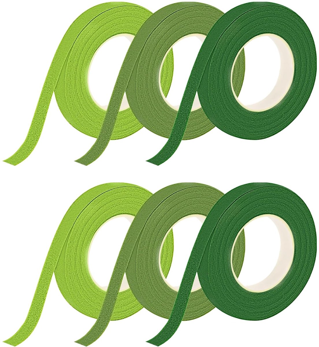 Bloemistenlint 6 Stuks 180 m - Crepe Tape in 3 Kleuren - 12mm Breed - Perfect voor Bloemwerk - ShopVlot
