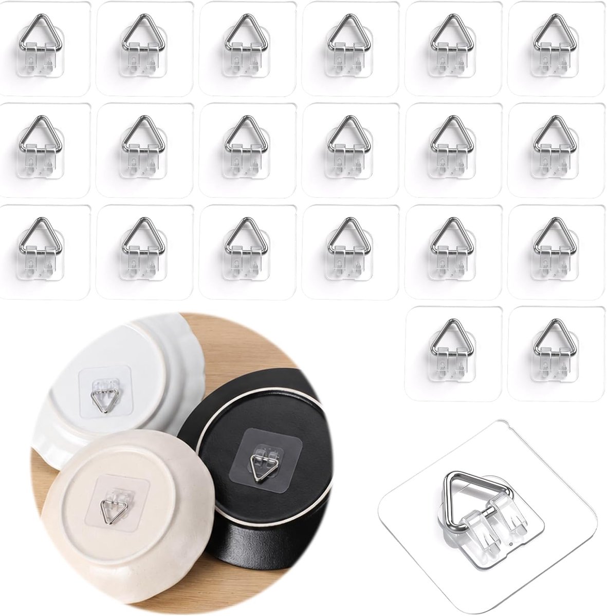 Onzichtbare zelfklevende bordhouders 5,8cm - verticaal - voor decoratieve wandplaten - eenvoudig te bevestigen - ShopVlot