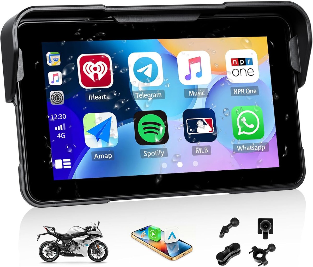 Motorfiets Carplay Display 5 Inch - HD Touch Screen - IP68 Waterdicht - Gemakkelijk Navigeren - ShopVlot