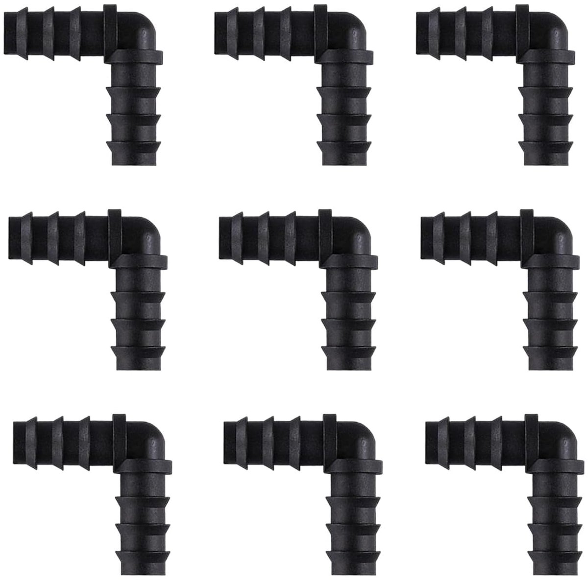 Hose Connectors 13mm - 90 graden bocht - 9 stuks zwart - ideaal voor irrigatiesystemen - ShopVlot