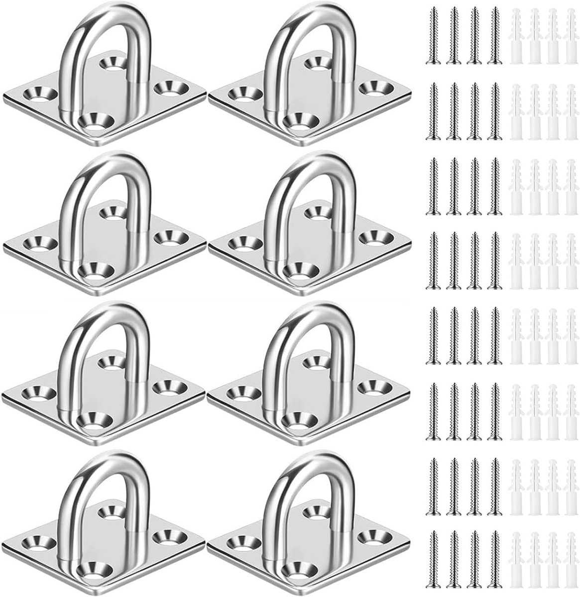 Pad oog plaat 8Pcs - M5 roestvrij staal - U-vormige haak - ideaal voor schommels - ShopVlot