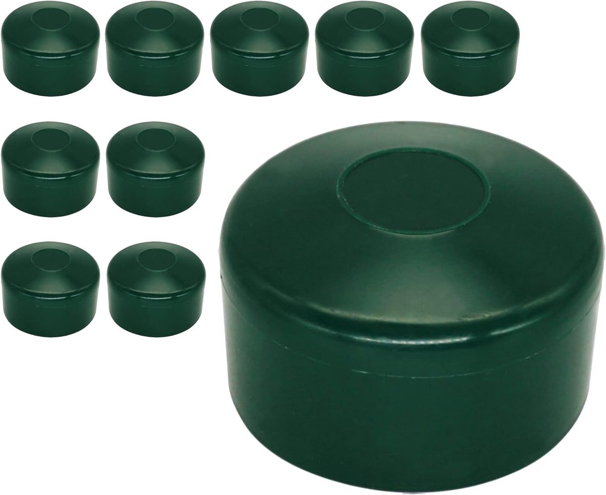 Ronde hekpostdoppen 60 mm - plastic - mosgroen RAL 6005 - bescherm en decoreer je hek - ShopVlot