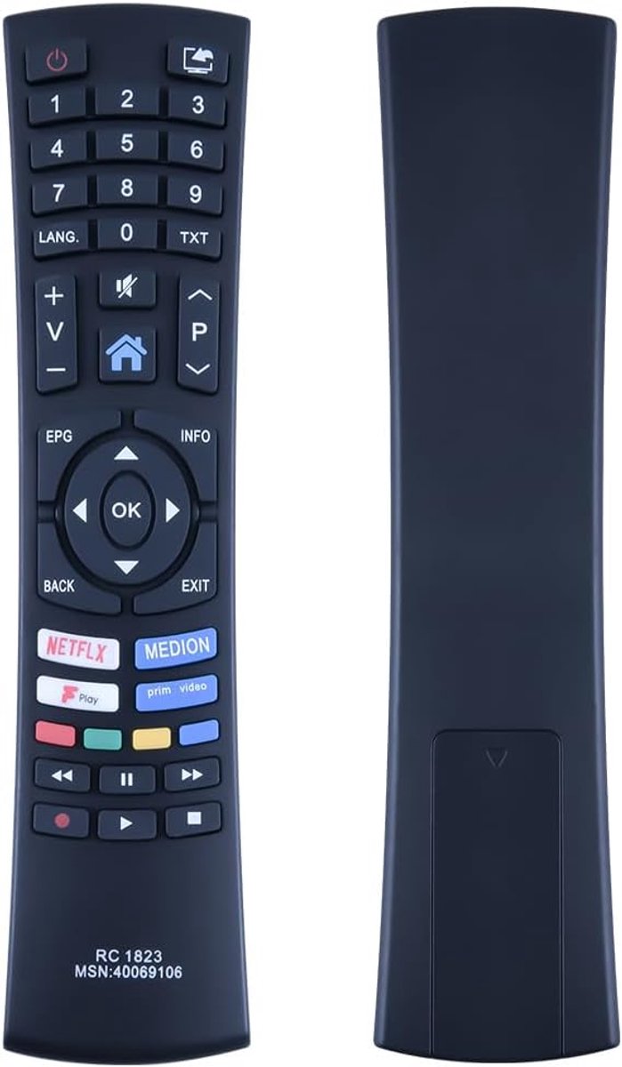 Vervangende afstandsbediening RC1823 - Geschikt voor Medion Smart TV - Direct gebruiksklaar - Batterijen meegeleverd - ShopVlot