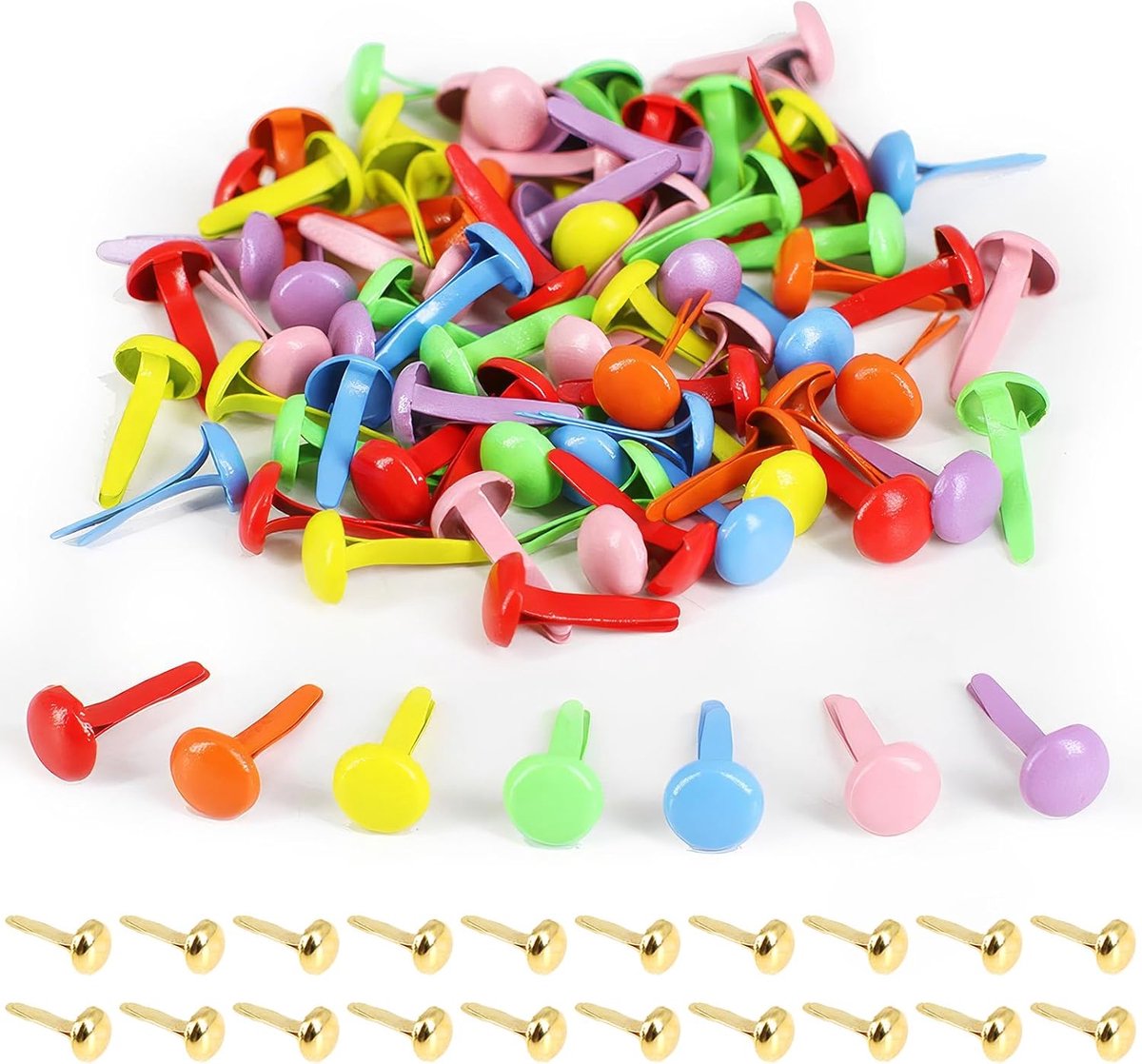 Mini brads 120 stuks - metalen clips - herbruikbaar - ideaal voor creatief gebruik - ShopVlot