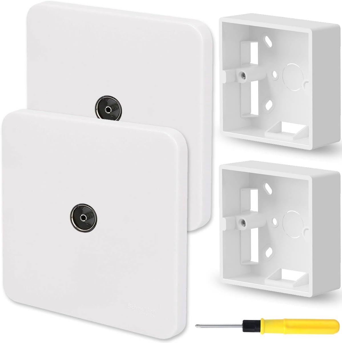 2Pcs Single TV/FM Antenna Socket White TV Coaxial Antenna Wall Socket Plate for TV or FM Coaxial Antenna Connection - ShopVlot