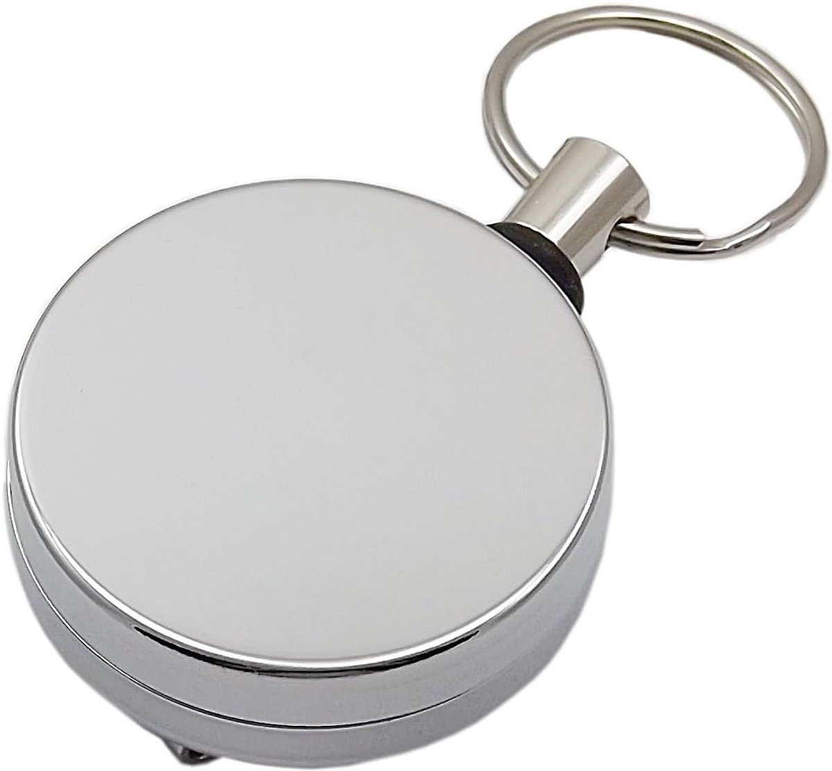 myledershop Practical rolmatic/key chain made of metal in silver, extra tear-resistant cord, silver, One size - ShopVlot