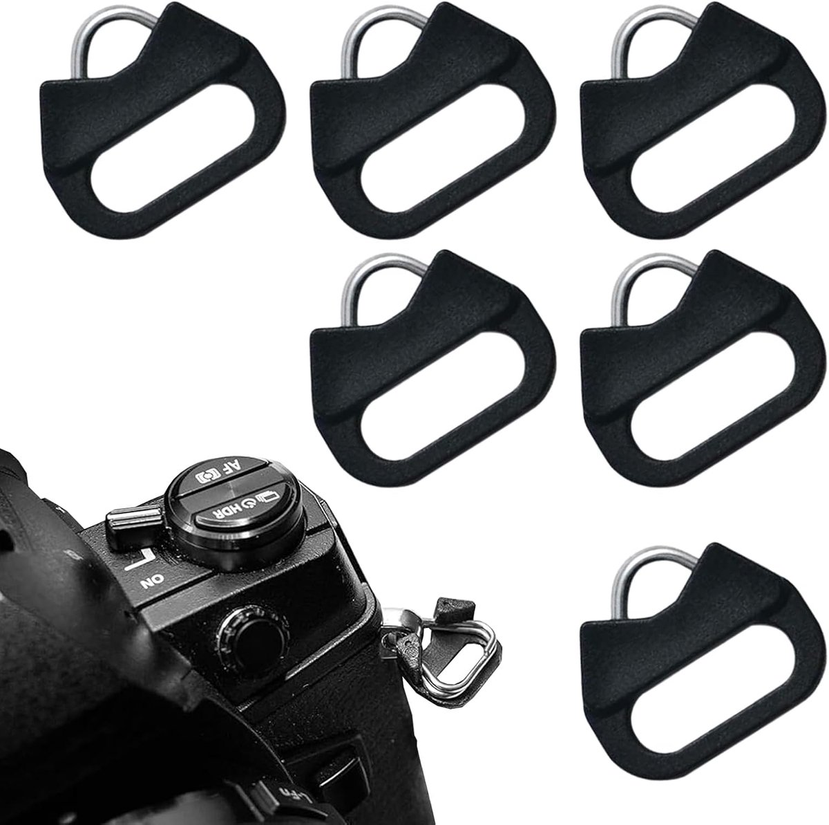 Pack of 6 Camera Triangular Splint Rings, Camera Strap Adapter, Connection Ring, Camera Plate Carabiner with - ShopVlot