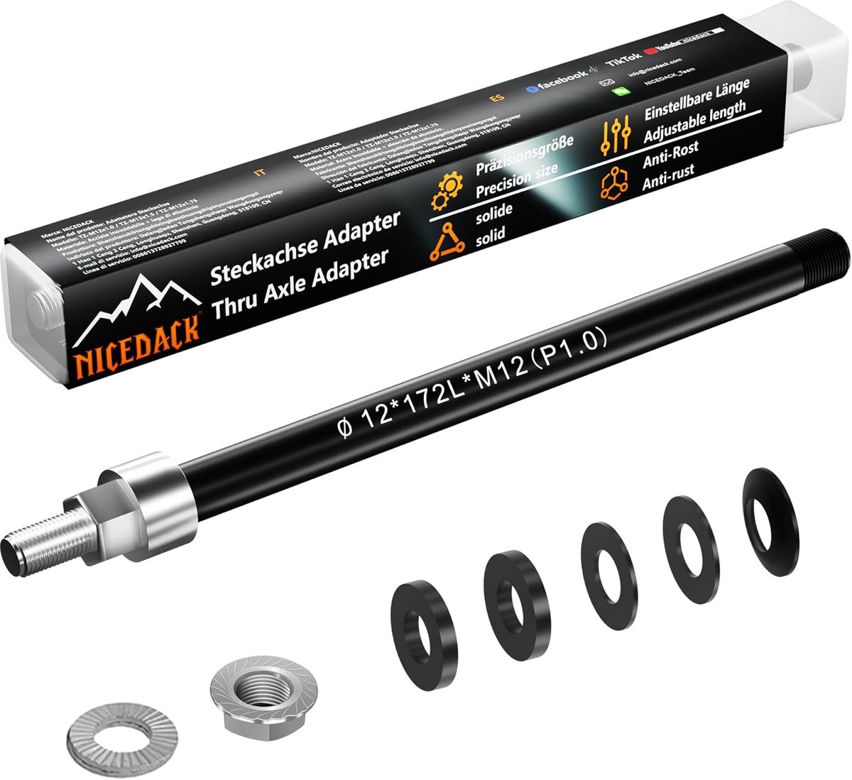 M12 Thru Axle Adaptor for Bicycle Trailer, Clutch, Bicycle Thru-Axle Adapter, Bicycle Thru Axle, Adjustable Shaft - ShopVlot