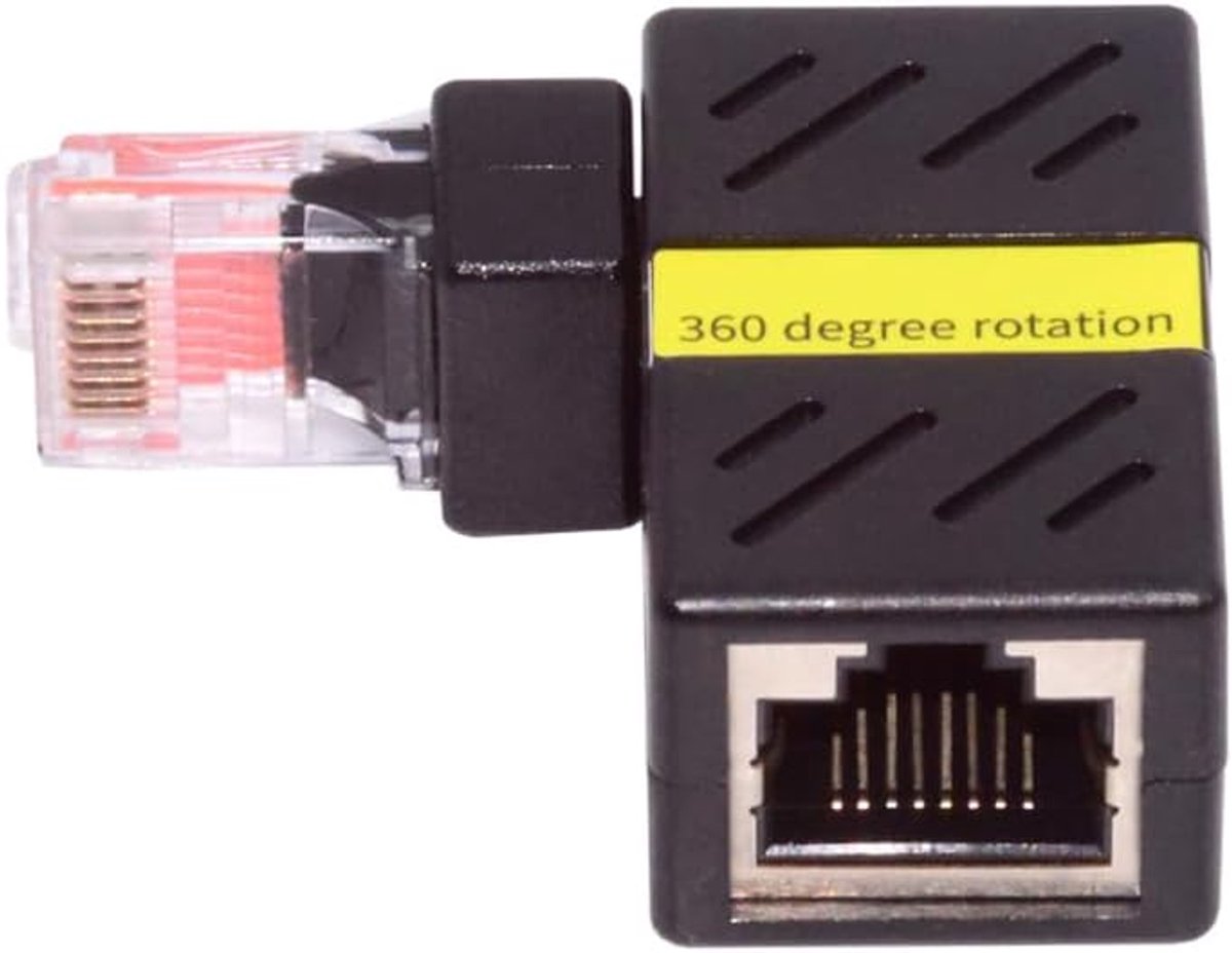Cablecc 360 Degree Angular CAT6 UTP Male To Female Rotary Adapter RJ45 8P8C 1000Mbps For LAN Ethernet Network - ShopVlot