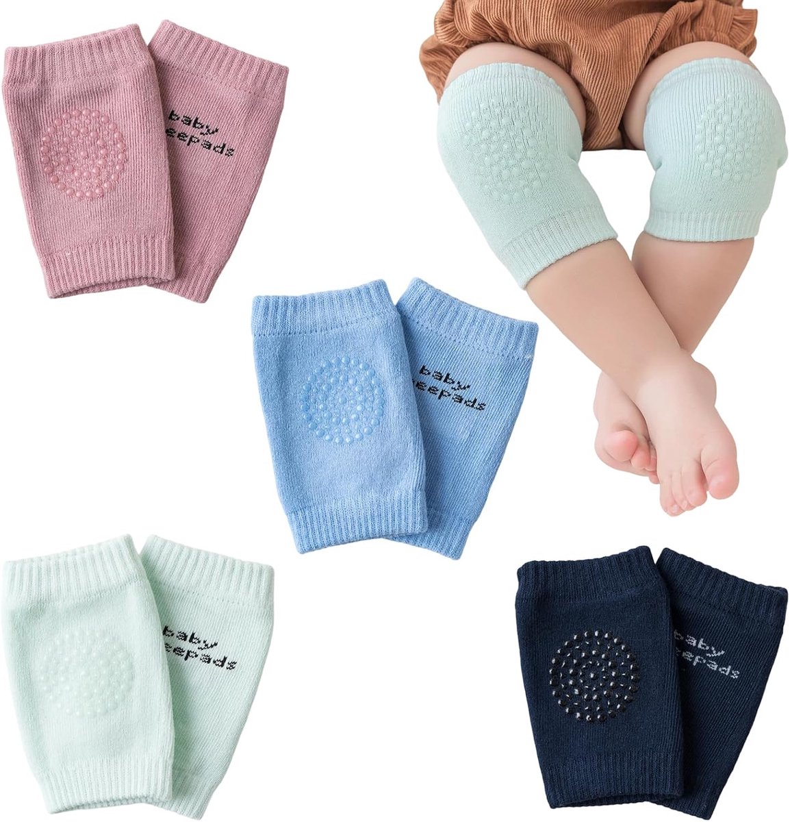 4 paar kniebeschermers voor pasgeborenen, om te krabben, antislip, kniebeschermers voor jongens en meisjes, van zacht - ShopVlot