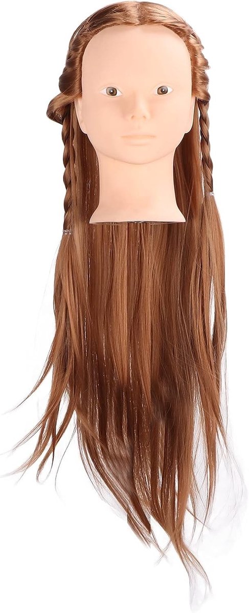 Mannequin Hoofd met Haar voor Stylen, Cosmetologie Oefenhoofd met Lichtbruin Haar voor Training en Kappersopleiding