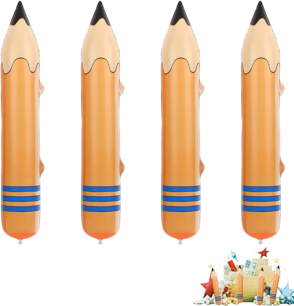 Solidchoice - Set van 4 Opblaasbare Oranje Potloden voor Decoratie