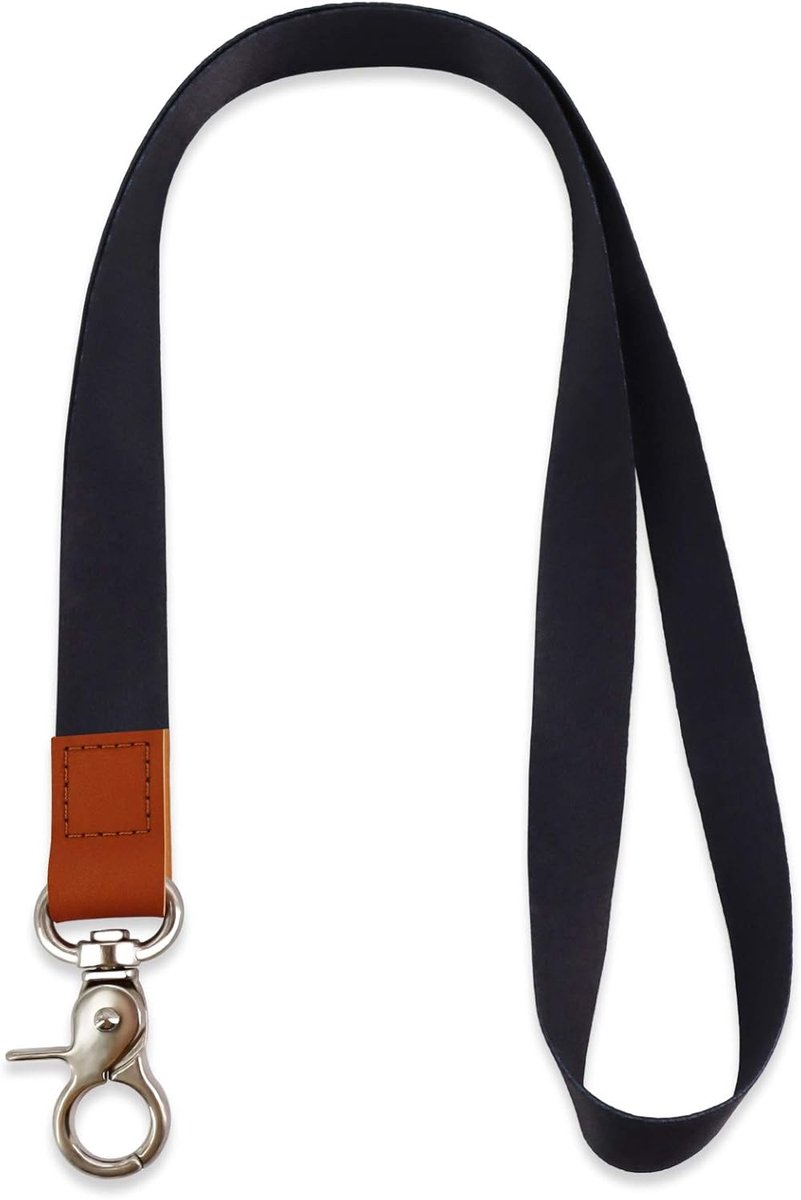 Lanyard halsband met hoge kwaliteit - lange polyester halsband - met metalen clip en echt leer - ShopVlot