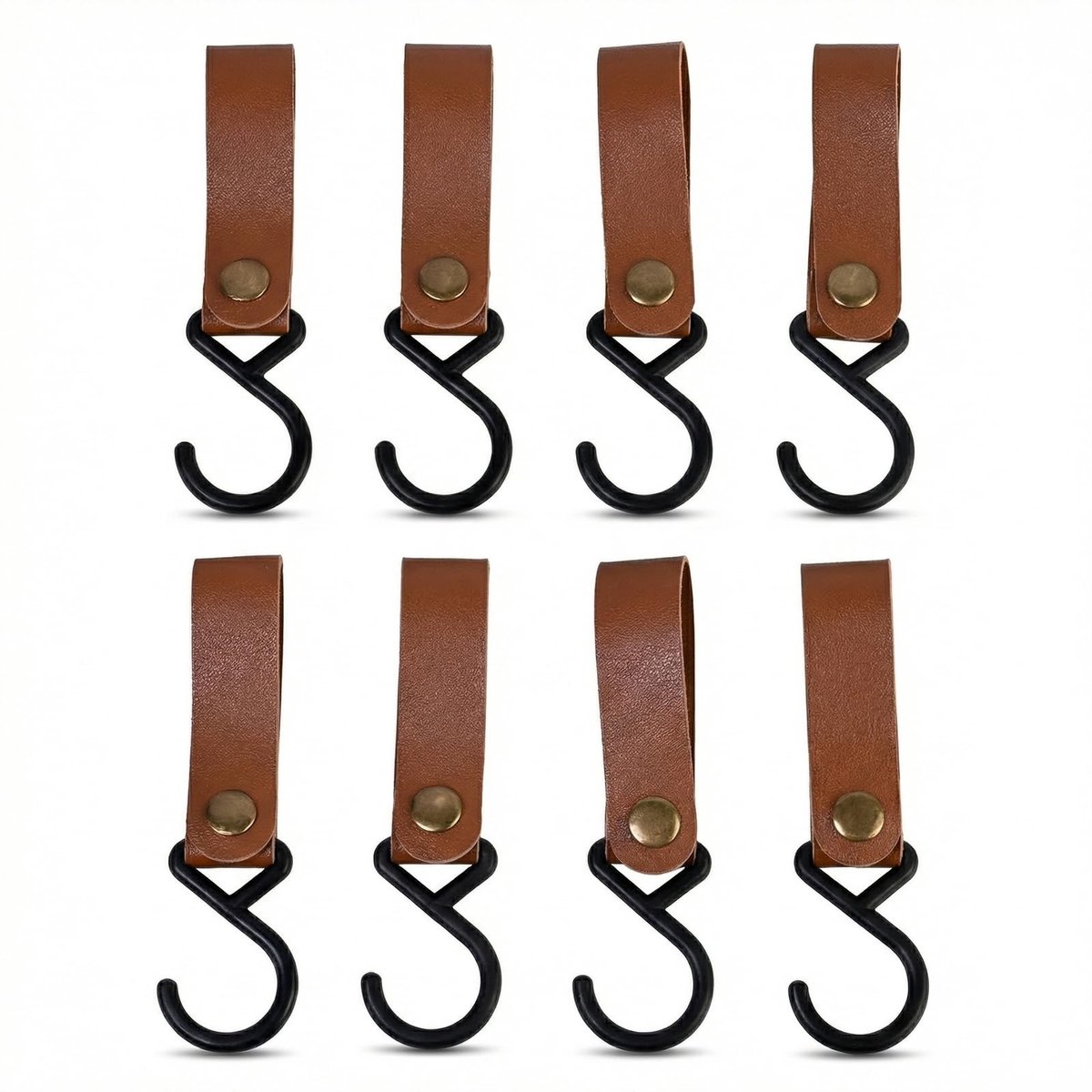 Solidchoice - Set van 8 S-Haak Haken met Leren Lussen