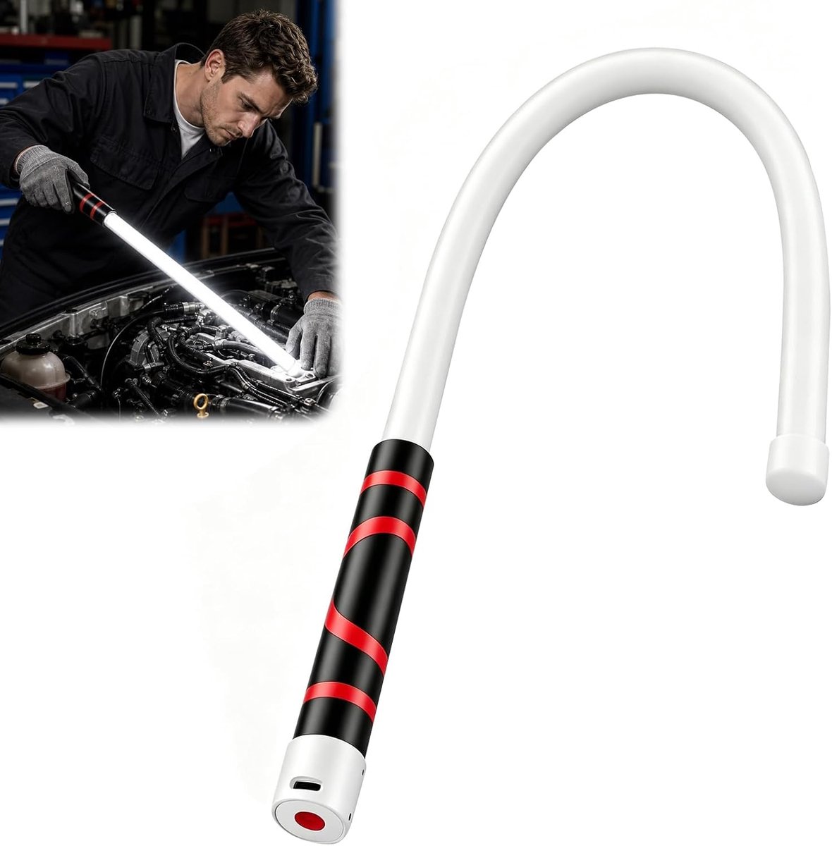 Led-werklamp met 3 helderheidsniveaus - flexibele siliconen behuizing - ideaal voor autoreparaties - snel USB-C-opladen - ShopVlot
