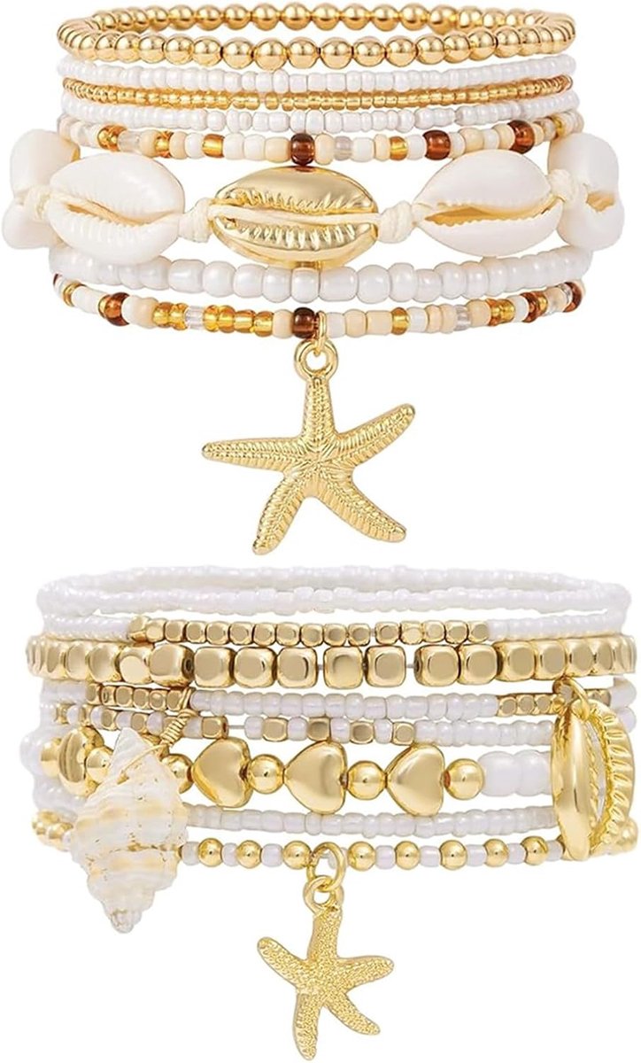 Zomerarmbanden voor vrouwen 16 stuks - Boho kralen - Sterrenvis ontwerp - Perfect voor strandfeesten - ShopVlot