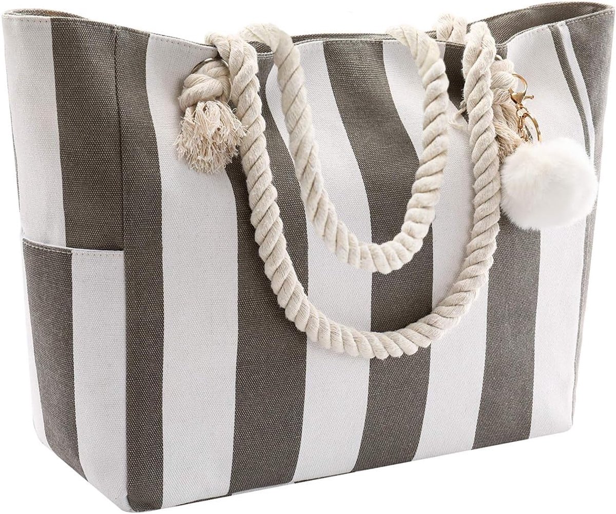 Dames strandtas met rits - grote handtas - schouderriem - ideaal voor vakantie - ShopVlot