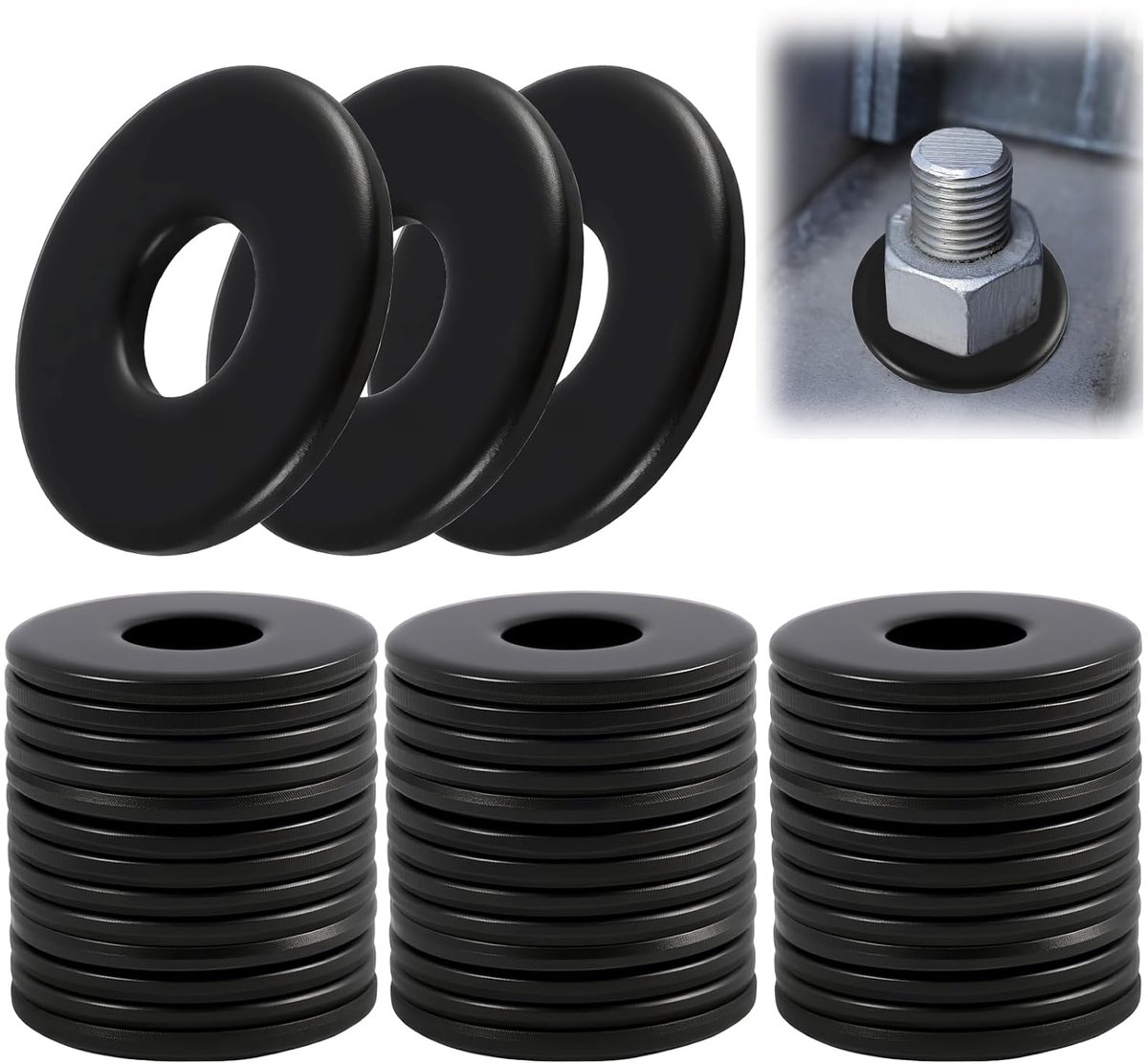 M5 sluitringen 5 mm x 15 mm - zwarte platte sluitringen - 100 stuks voor stevige bevestiging - ShopVlot