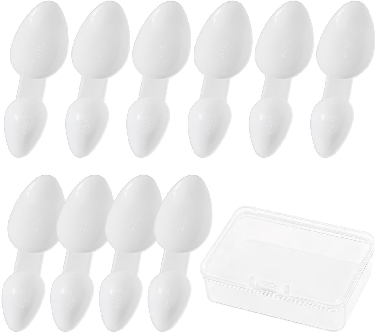 Solidchoice - Set van 10 Dubbelzijdige Maatlepels 2.5/5ml voor Thuis en Buiten