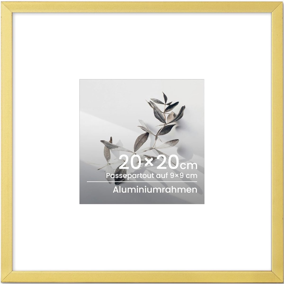 Fotolijst 20 x 20 cm - Gouden aluminium lijst - Met gehard glas - Perfect voor decoratie - ShopVlot