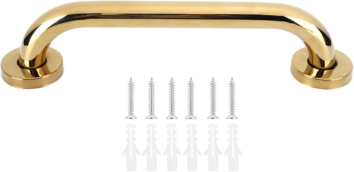 Badhandgreep 30cm - Rvs goud - Antislip design - Veiligheid bij bad en toilet - ShopVlot