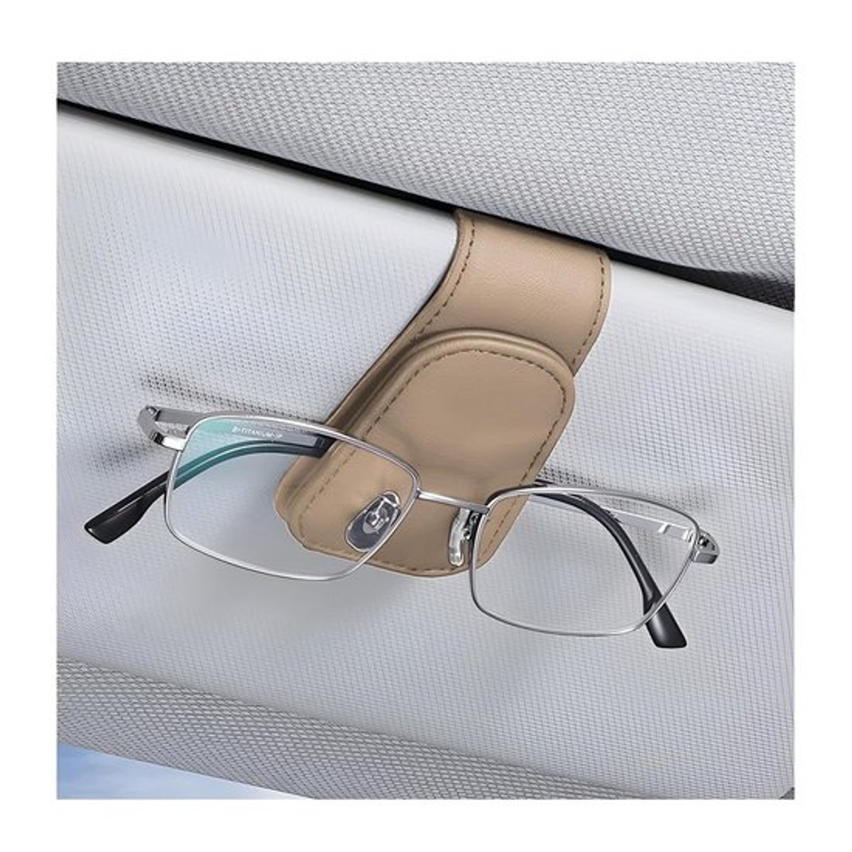 Brillenhouder Multifunctioneel - Brillenkoker - Ticket/ID-houder - Leer - 4,5 cm x 9,5 cm - Zakelijk Zwart - Brilclip