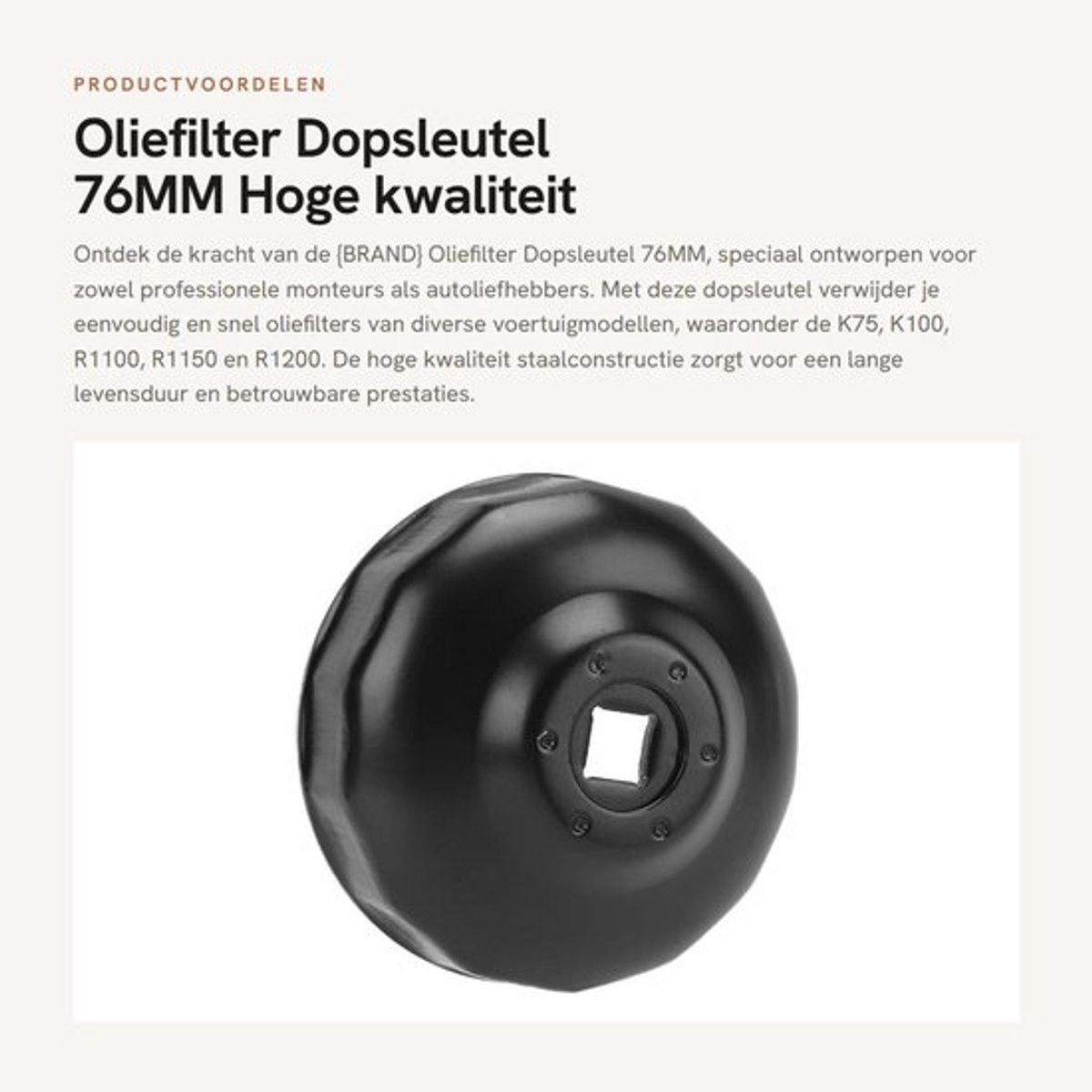 Oliefilterdopsleutel 76MM - Hoge kwaliteit Staal - Corrosiebestendig - Professionele productie - Eenvoudig te bedienen - Geschikt voor diverse voertuigen - Oliefilter Sleutel