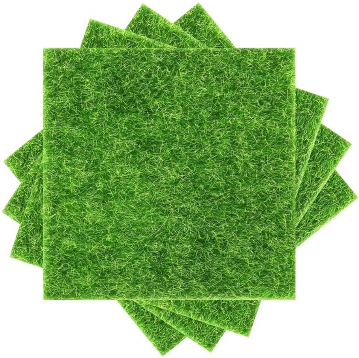 Kunstgras 15x15 cm - Set van 4 - Kunstgras voor buiten - Kunstgras voor balkon - Kunstgras voor decoratie - Zacht en kleurrijk - Modelgras