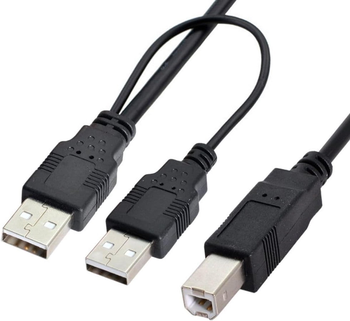USB 2.0 Y-kabel 80 cm - Dubbele A Male naar B Male - Voor printer, scanner en externe schijf - ShopVlot