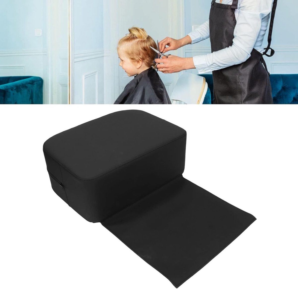Verstelbare Kinderstoel voor Kappers, Veiligheidsgordel, Zacht Kussen en Hoogteverstelling voor Kinderen tijdens Haarstyling