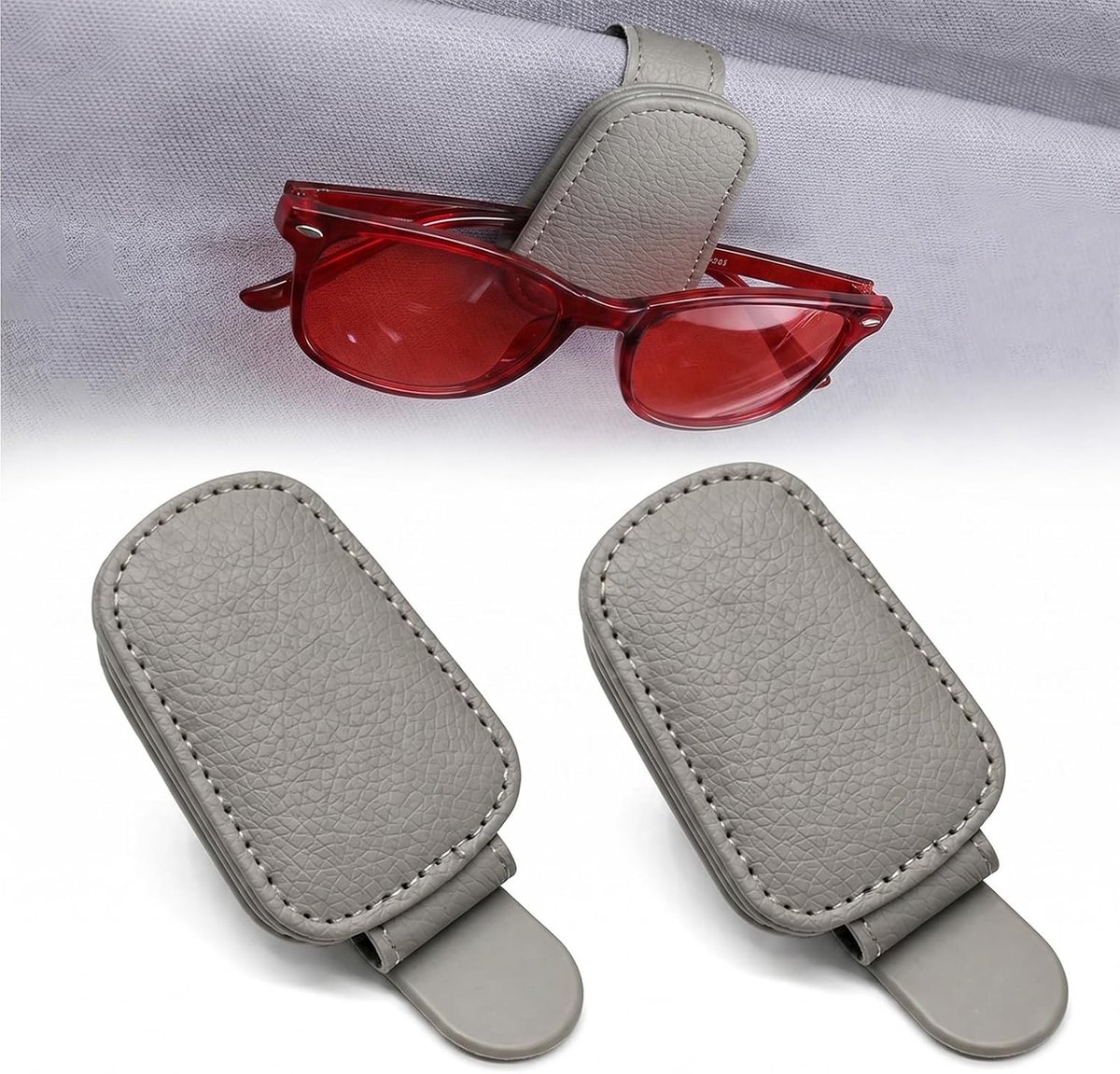 Brillenhouder auto zonneklep - magnetische sluiting - PU-leer - houdt je bril veilig tijdens het rijden - ShopVlot