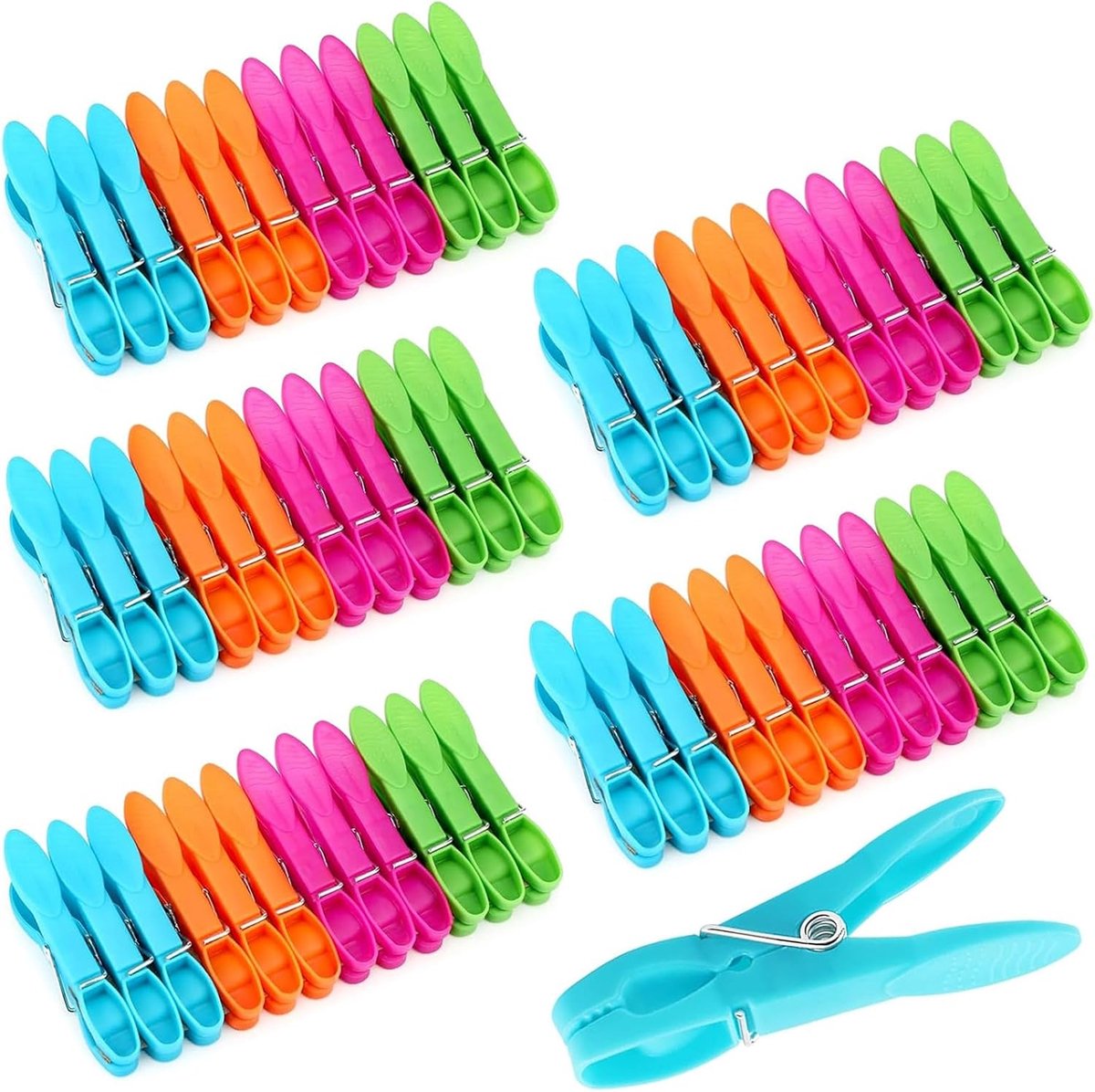 Kledingknijpers 60 Stuks - Kleurrijke Plastic Klemmen - Sterke Grip - Ideaal voor Was en Reizen - ShopVlot