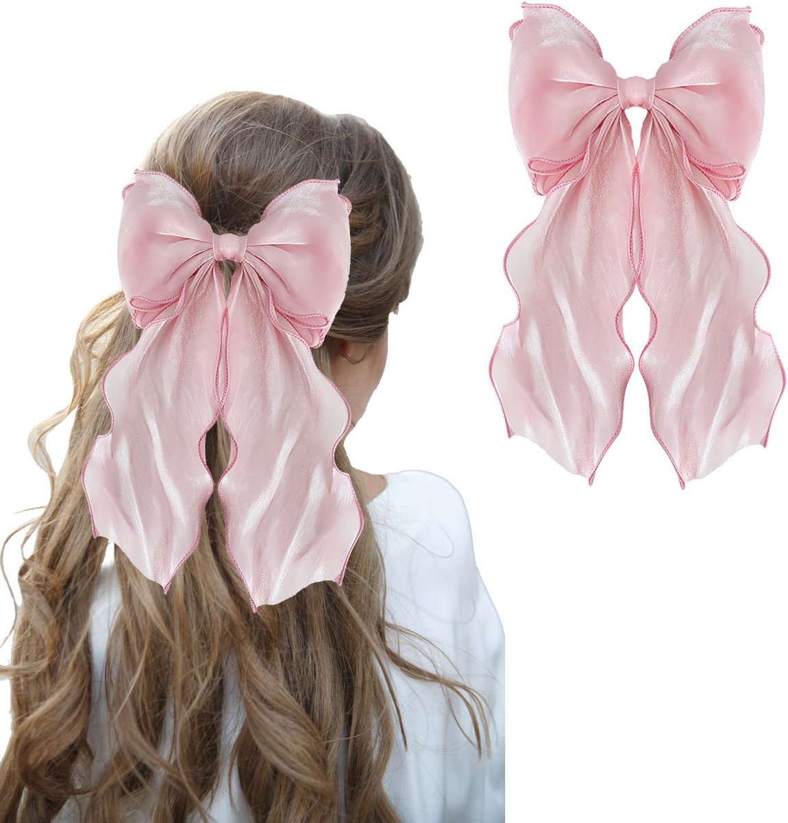 Haarstrik grote roze - luxe stof - elegante uitstraling - perfect voor speciale gelegenheden - ShopVlot