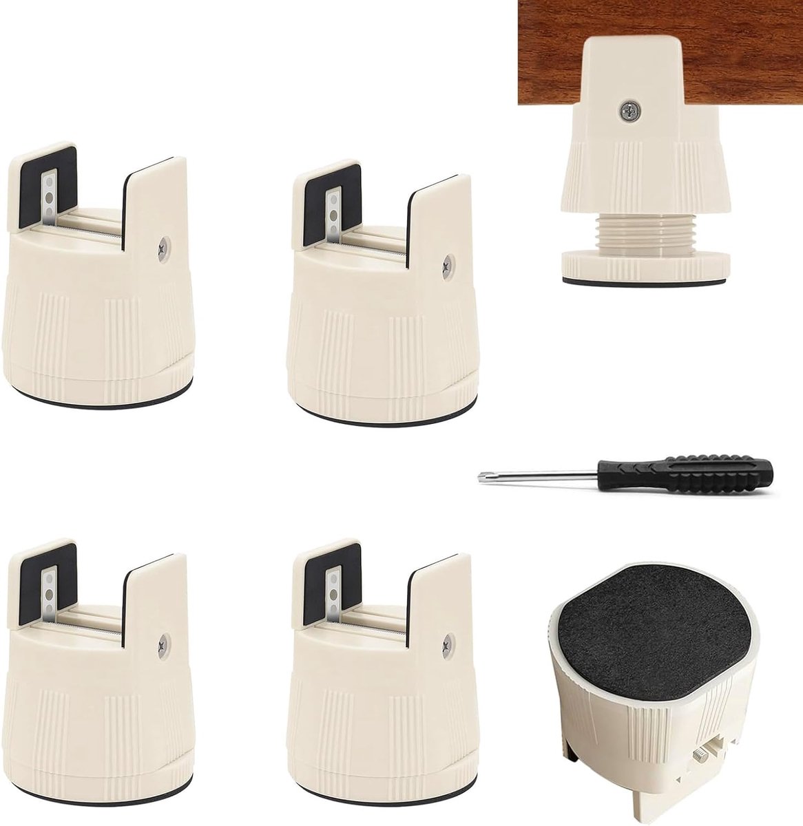 Meubelverhoger set van 4 - 6-8 cm verstelbaar - zwaar belastbaar - ideaal voor bed en stoel - ShopVlot