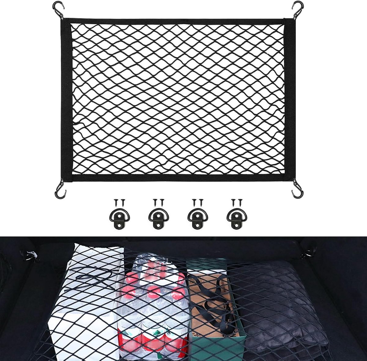 Luggage net 80x60cm - uitrekbaar tot 160x120cm - nylon elastisch - organizer voor auto en SUV - ShopVlot