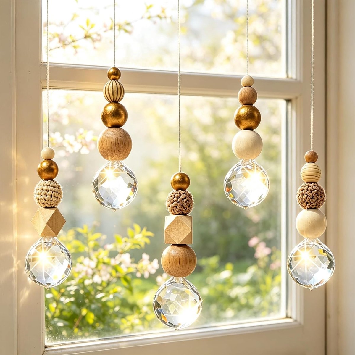 Zonnevanger kristal, 5 stuks raamdecoratie hangend, kristallen windgong, zonnevanger knutselset, kristallen - ShopVlot
