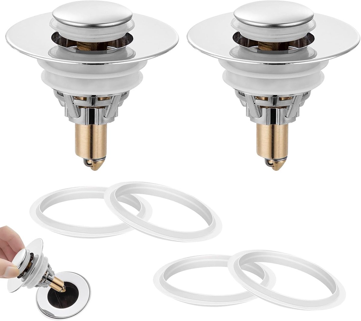 2 PCS Drain Stop,Basin Drain Fitting Drain Stop,Pop Up Basin Stopper for Kitchen Sink, Bathroom, Sink - ShopVlot
